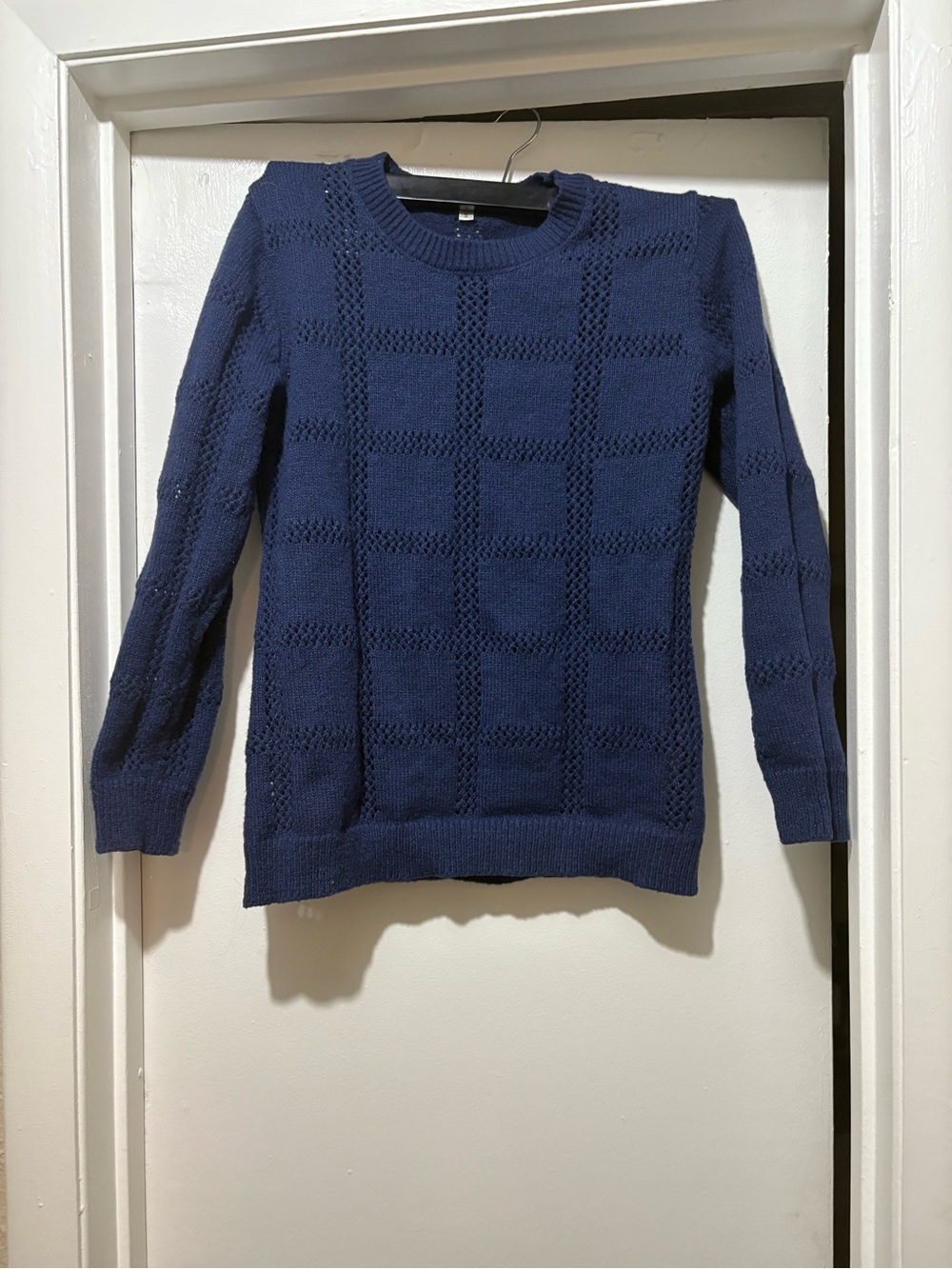 Women's Navy Textured Knit Sweater